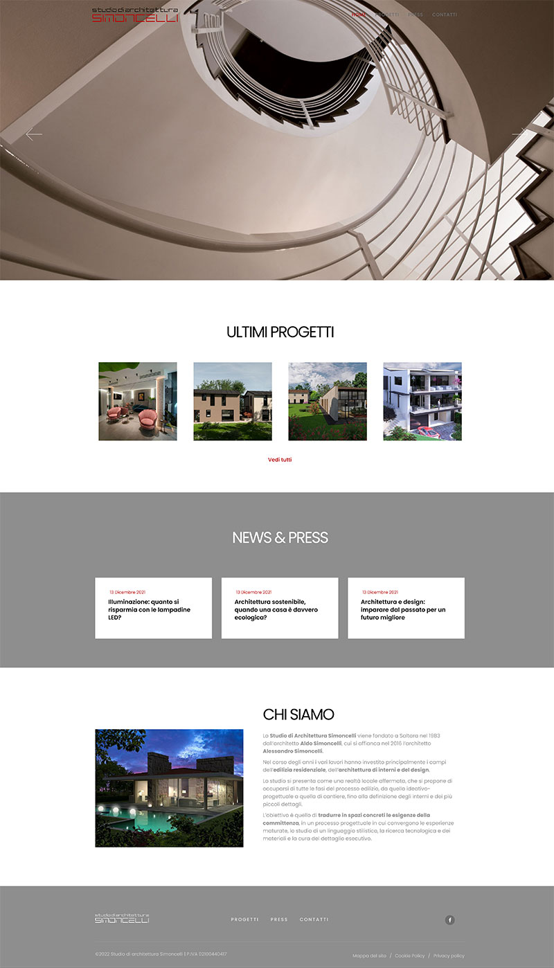 homepage sito web responsive architettura simoncelli