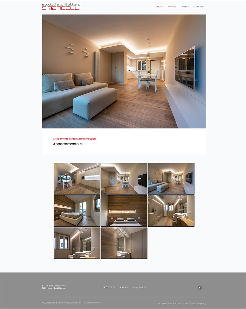 Pagina dettaglio progetto del sito web di Architettura Simoncelli