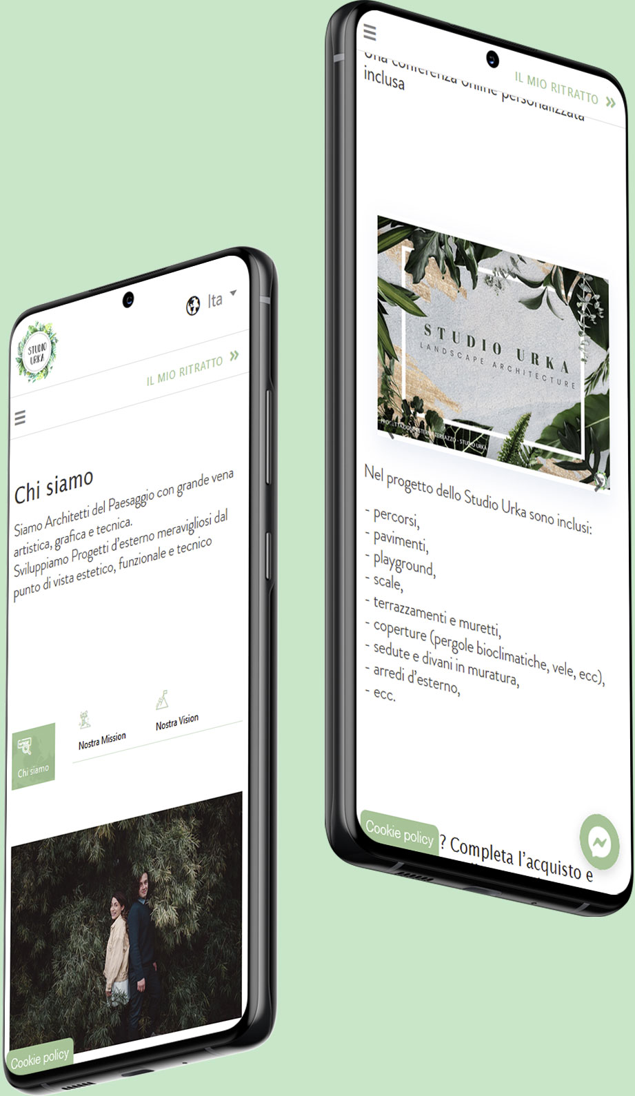 pagine sul cellulare del sito architettura del paesaggio urka